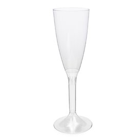 Herbruikbaar Durable Champagneglazen/flutes 120ml PS transparante voet (200 stuks)