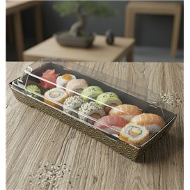 Plastic Deksel voor sushi Container rPET 22x9cm (50 stuks)