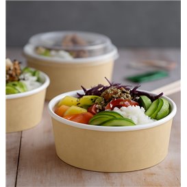 Pot en Carton Kraft avec couvercle PP 1000ml Ø18cm (25 Utés)