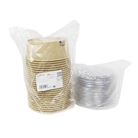 Pot en Carton Kraft-Kraft avec couvercle RPET 1140ml Ø18cm (25 Utés)