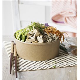 Papieren Container Kraft met RPET Deksel 1140ml Ø18cm (25 stuks)