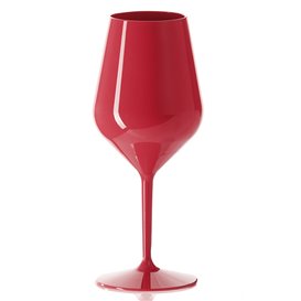Verre à Vin Réutilisable Durable en Tritan Rouge 470ml (1 Uté)