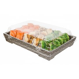 Plastic Deksel voor sushi Container rPET 18,5x12,5cm (400 stuks)
