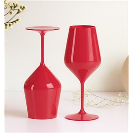 Verre à Vin Réutilisable Durable en Tritan Rouge 470ml (1 Uté)