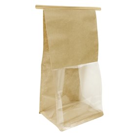 SOS Papieren Zak met BOPP Venster en Sluiting 12+6x23,5cm (1000 stuks)