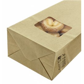 SOS Kraft-zak met sluiting en venster 9+6x26 cm (50 stuks)