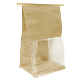 SOS Papieren Zak met BOPP Venster en Sluiting 15+7x23cm (50 stuks)