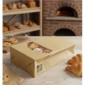 SOS Kraft-zak met sluiting en venster 12+6x23,5cm (1000 stuks)