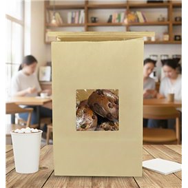 Sac SOS Kraft avec fermeture et fenêtre 15+7x23cm (1000 Utés)