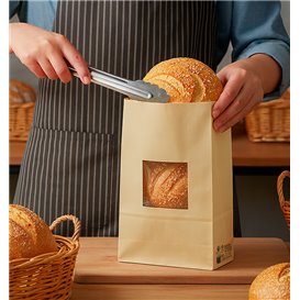 SOS Kraft-zak met sluiting en venster 15+7x23cm (1000 stuks)