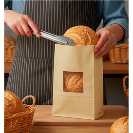 SOS Kraft-zak met sluiting en venster 15+7x23cm (50 stuks)