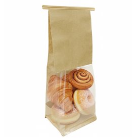 SOS Papieren Zak met BOPP Venster en Sluiting 9+6x26 cm (1000 stuks)