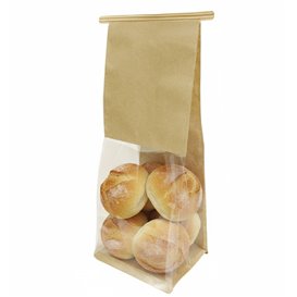 SOS Papieren Zak met BOPP Venster en Sluiting 9+6x26 cm (1000 stuks)