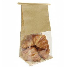 SOS Papieren Zak met BOPP Venster en Sluiting 12+6x23,5cm (50 stuks)