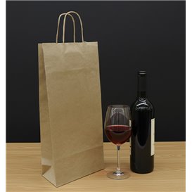 Sac en Papier Kraft Porte-Bouteilles 115g/m² 18+8x39cm (25 Utés)