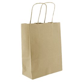 Sac en papier avec Anses Kraft 115g/m² 18+8x24cm (250 Utés)