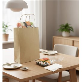 Sac en papier avec Anses Kraft 115g/m² 18+8x24cm (25 Utés)