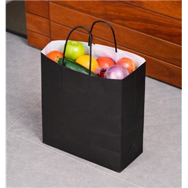 Sac en papier Kraft Noir avec Anses 100g/m² 22+10x27cm (25 Utés)
