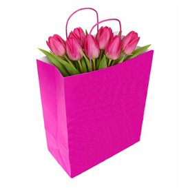 fuchsia Papieren zak met handgrepen 90g/m² 22+10x27cm (25 stuks)