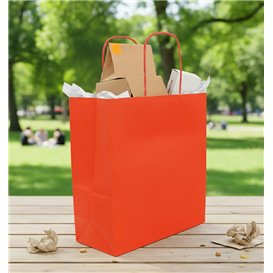 Sac en Papier Kraft Rouge avec Anses 90g/m² 22+10x27cm (250 Utés)