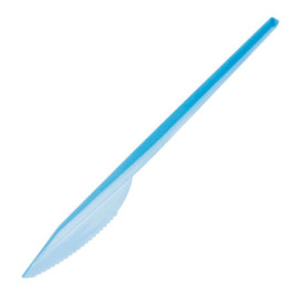 Plastic PS mes blauw 16,5 cm (15 stuks) 