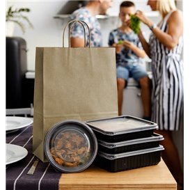 Sac en papier avec Anses Kraft 115g/m² 24+11x32cm (25 Utés)