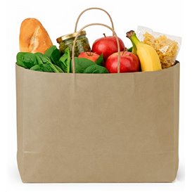 Sac Papier Kraft avec Anses Torsadées 80 g/m² 32+16x26cm (25 Utés)