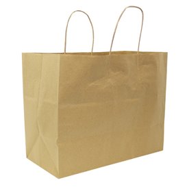 Zak Papier Kraft met Gedraaid Handvat 80 g/m² 32+16x26cm (250 Stuks)