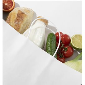 Sac en papier Blanc avec Anses Kraft 110g/m² 42+16x49cm (250 Utés)