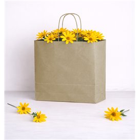 Sac en Papier Kraft Marron avec Anses 115g/m² 42+16x49cm (200 Utés)