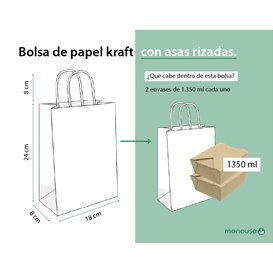 Papieren zak met handgrepen kraft 115g/m² 18+8x24cm (25 stuks) 
