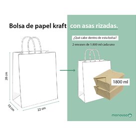 Sac Papier Kraft avec Anses Torsadées 80 g/m² 22+10x28cm (25 Utés)