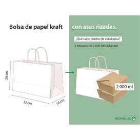 Zak Papier Kraft met Gedraaid Handvat 80 g/m² 32+16x26cm (25 Stuks)