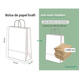 Sac en papier avec Anses Kraft 115g/m² 35+16x44cm (200 Utés)
