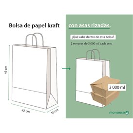 Sac en Papier Kraft Marron avec Anses 115g/m² 42+16x49cm (25 Utés)