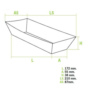 BIO Kartonnen frikandelbakjes 17,0x5,5x3,8cm (25 stuks)