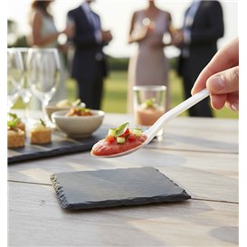 Kleine lepel Plastic Degustación Witte 100 mm (50 Stuks)