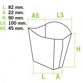 Papieren Container voor frietenklein maat 8,2x2,2x9cm (25 stuks)