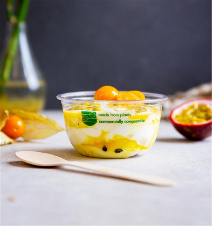 Pot transparent en PLA Série 96 Ø9,6cm 360ml pour yaourts, salades et desserts froids