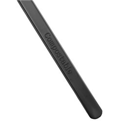 Plastic CPLA Degustatie Mini vork Zwarte 10 cm (50 Stuks)