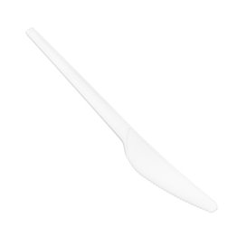 Couteau Blanc Compostable et Réutilisable en CPLA 16,8 cm (50 Utés)