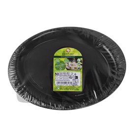 Assiette rigide Réutilisable en PP Plat Noir "Cocktail" 18,5 cm (50 Utés)