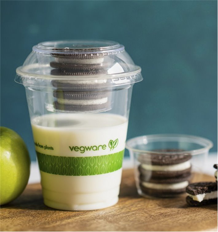 Couvercle combo en PLA Série 96 avec compartiment pour toppings et aliments froids