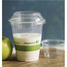 Platte Koepeldeksel Couvercle voor Composteerbaar PLA Terrines "Bella pot" Transparant Ø9,6cm (1000 Stuks)