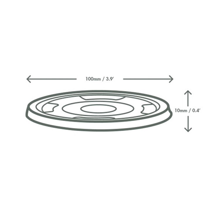 Couvercle plat PLA Série 96 sans trou pour gobelets et contenants froids