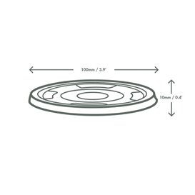 Couvercle voor Composteerbaar PLA Terrines "Bella pot" Transparant Ø9,6cm (1000 Stuks)