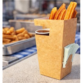 Papieren doos voor etenswaren voor Churros met beker houder kraft 7,8x7,8x17,9cm (25 stuks) 