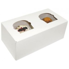 Boîte pour 2 Cupcakes Blanc avec insert (160 Unités)