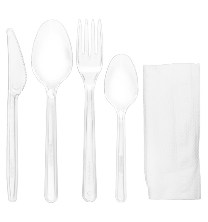 Herbruikbare PS Bestekset Vork, Mes, Lepel, Theelepel en Servet (25 Stuks)