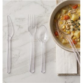 Set de Couverts Réutilisables PS Fourchette, Couteau, Cuillère, Petite Cuillère et Serviette (500 Utés)